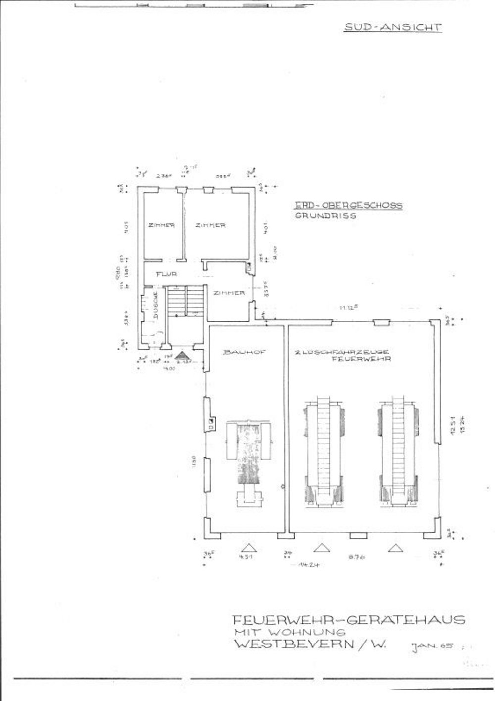 Grundriss des Spritzenhauses (Rekonstruktion nach einem Lageplan aus dem Jahr 1859)